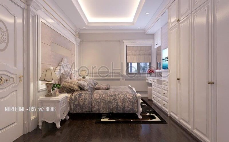 Mẫu giường ngủ cao cấp đươc thiết kế theo phong cách tân cổ điển trau chuốt tới từng góc cạnh