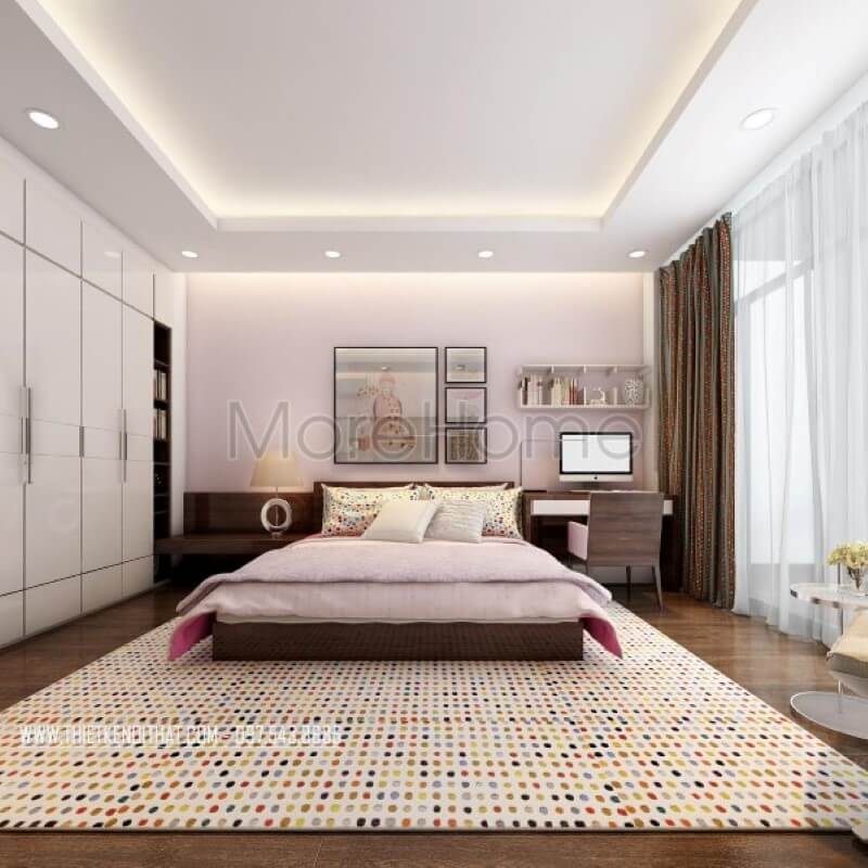 Mẫu giường ngủ gỗ tự nhiên cao cấp với thiết kế hiện đại nhẹ nhàng