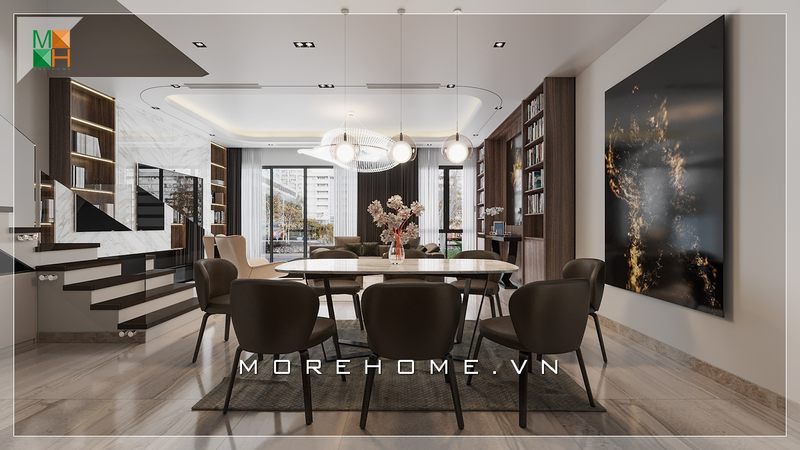 Mẫu thiết kế không gian phòng ăn hiện đại  chung cư, nhà phố rất phù hợp với diện tích không gian ngôi nhà